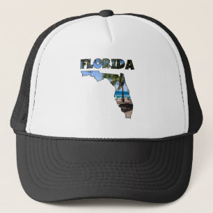 Den Florida FL palmträdet och stranden tänder Keps