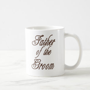 Den flott fadern av brudgummen bryner kaffemugg