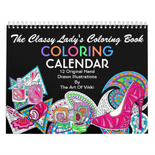 Den flott färgen för Ladys färgläggningbok d Kalender