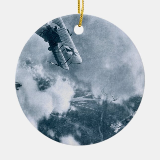 Den flyg- striden på det westernt beklär, julgransprydnad keramik (Framsidan)