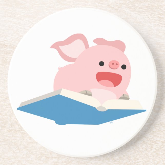 Den flygande Bok och Tecknad Gris Underlägg Sandsten (Framsidan)