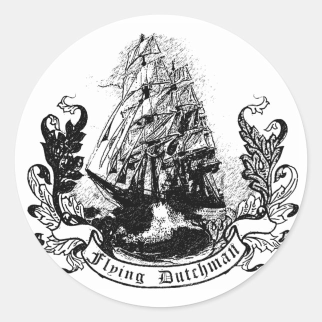 Den flygande dutchman runt klistermärke (Framsida)