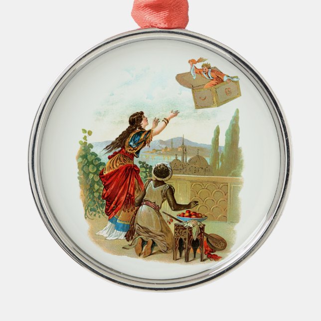 Den flygande kofferten  julgransprydnad metall (Framsidan)