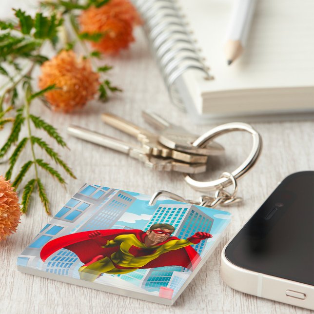 Den flygande superhjälten Tecknad Stil Red och Gul (Skapare uppladdad)