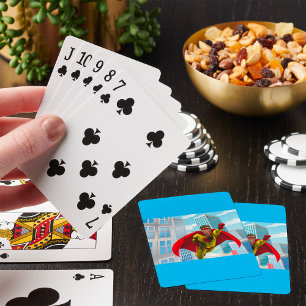 Den flygande superhjälten Tecknad Stil Red och Gul Casinokort