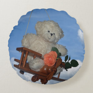 Den flygande teddybjörnen rund kudde