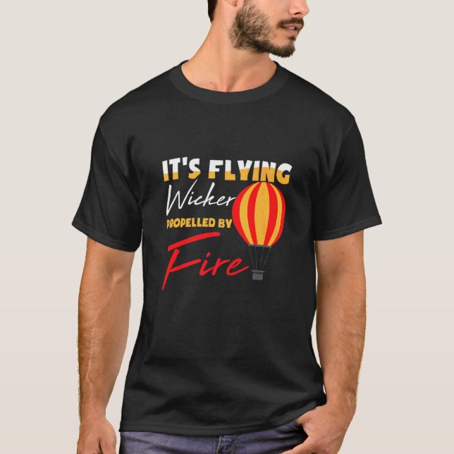 Den flygande Wicker som drivs av Fire Heißluftball T Shirt (Framsida)