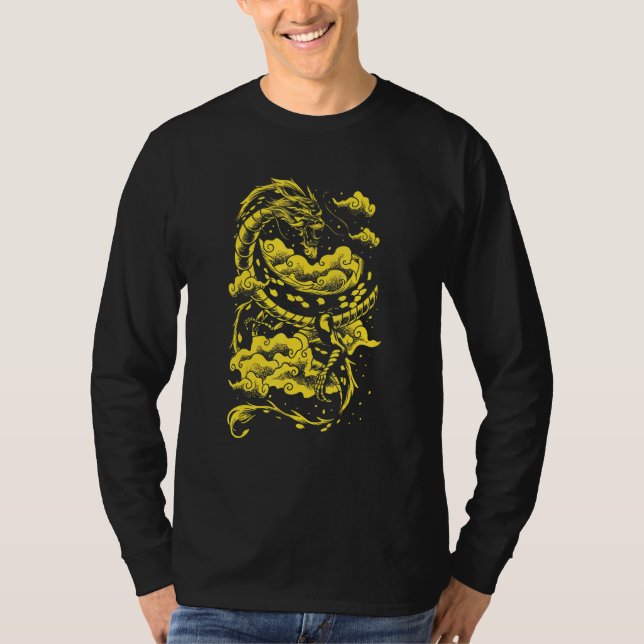Den flytande draken Mythical CreatChinese Dragon T Shirt (Framsida)