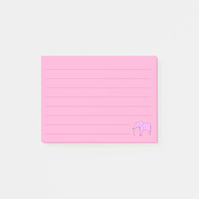 Den fodrade rosa elefanten för vitpolka dots post-it block (Framsida)