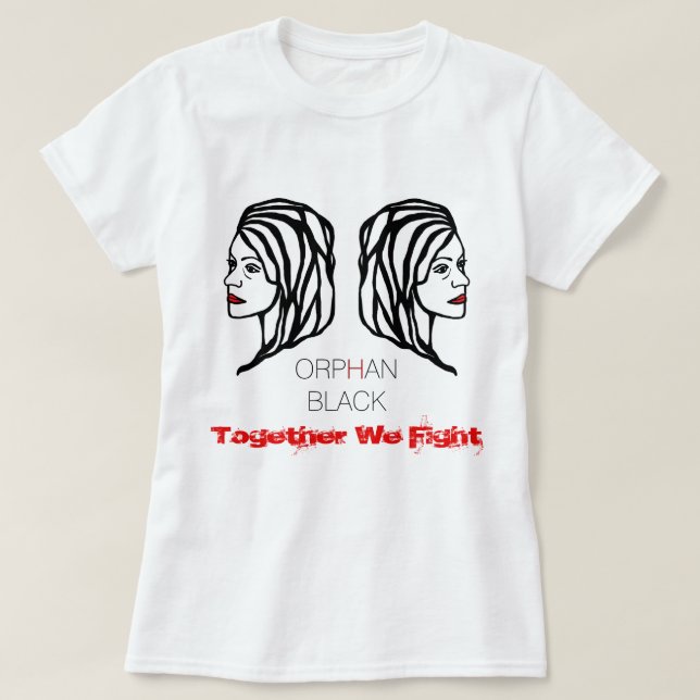 Den föräldralösa svarten "tillsammans slåss vi" tee shirt (Design framsida)