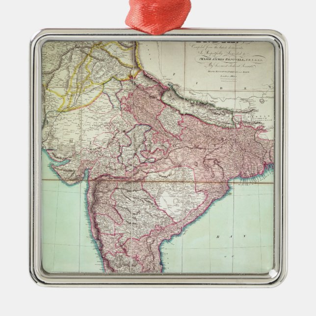 Den förbättrade kartan av Indien publicerade i Julgransprydnad Metall (Framsidan)