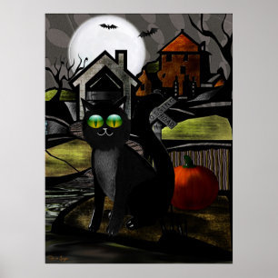 Den förföljda Backe-folkkonsten HALLOWEEN Poster