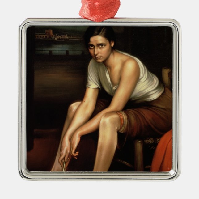 Den förföriska ung flicka julgransprydnad metall (Framsidan)