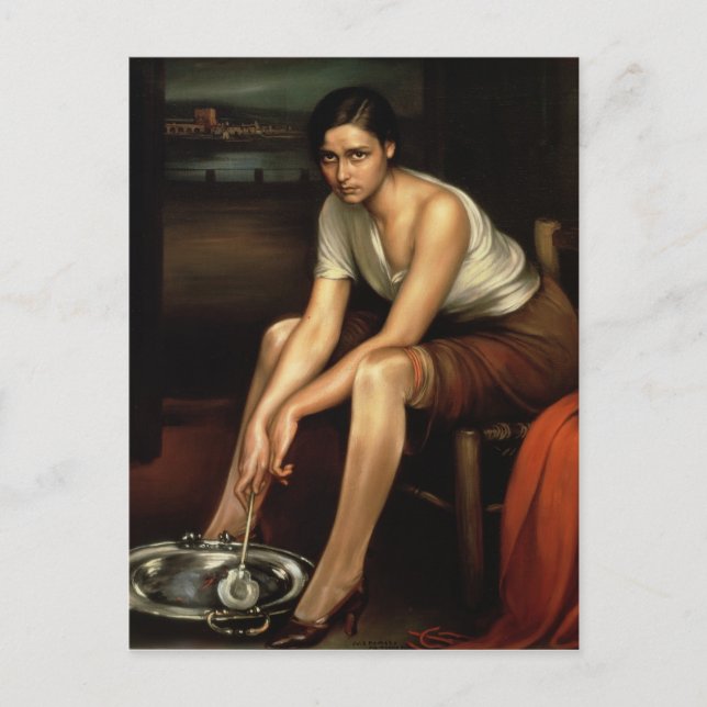 Den förföriska ung flicka vykort (Framsida)