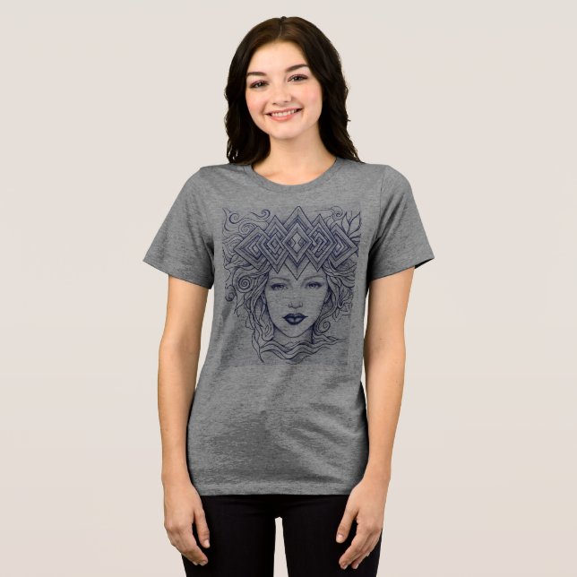 Den förgyllda kronan: Blue Ink Line Art Edition T Shirt (Framsida Full)