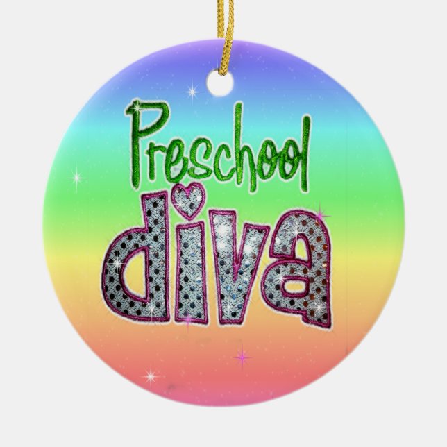 Den förskole- divaen skolar gnistran för julgransprydnad keramik (Framsidan)
