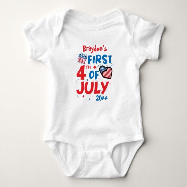 Den första 4 juli 2021 personlig namn & år t shirt (Framsida)