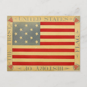 Den första amerikanska Flagga Patriotic USA Vykort