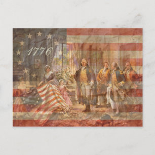 Den första amerikanska Flagga Vykort