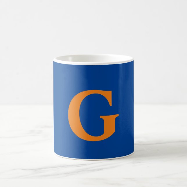 Den första Brev-monogrammet Modern Snyggt Blue-Ora Kaffemugg (Center)