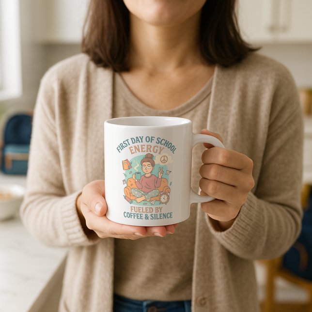 Den första dagen av skolenergi som drivs av tystna kaffemugg (Skapare uppladdad)