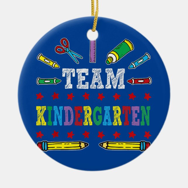 Den första dagen i skolteamet Kindergarten-läraren Julgransprydnad Keramik (Framsidan)