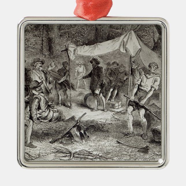 Den första dagen på Jamestown Julgransprydnad Metall (Framsidan)