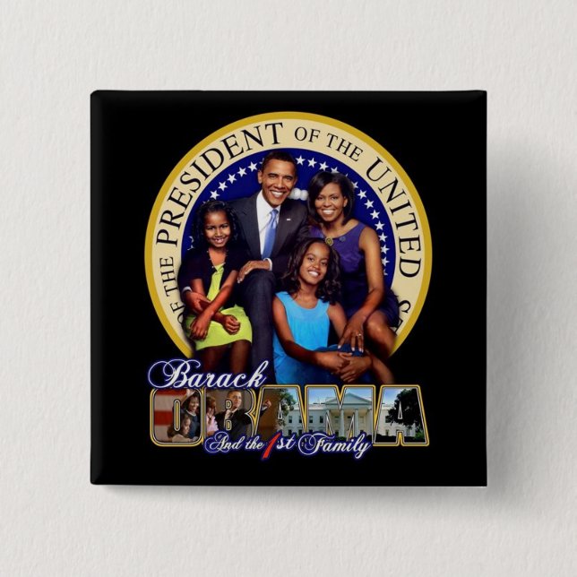 Den första familjen Obamas Knapp (Framsida)