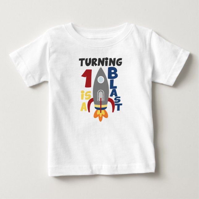 Den första födelsedagraketskjortan, roterande 1 är t shirt (Framsida)