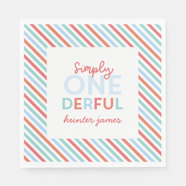 Den första födelsedagsfestens ljusa, färgstarka ra pappersservett (Framsidan)