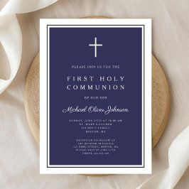 Den första föreningen Modern Navy Blue Kor Boy Inbjudningar