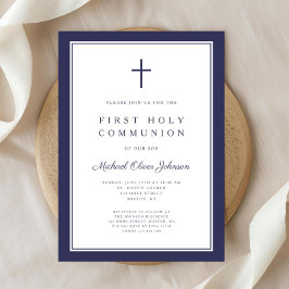 Den första föreningen Modern Navy Blue Religiösa B Inbjudningar