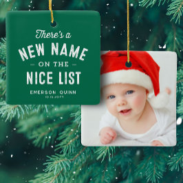 Den första grönten av fotosöt i baby under jul julgransprydnad keramik