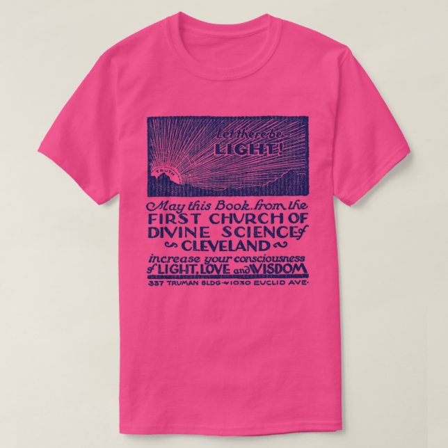Den första gudomliga vetenskapskyrkan t shirt (Design framsida)