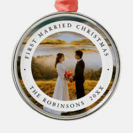 Den första helgdagen med Anpassningsbar Photo Julgransprydnad Metall