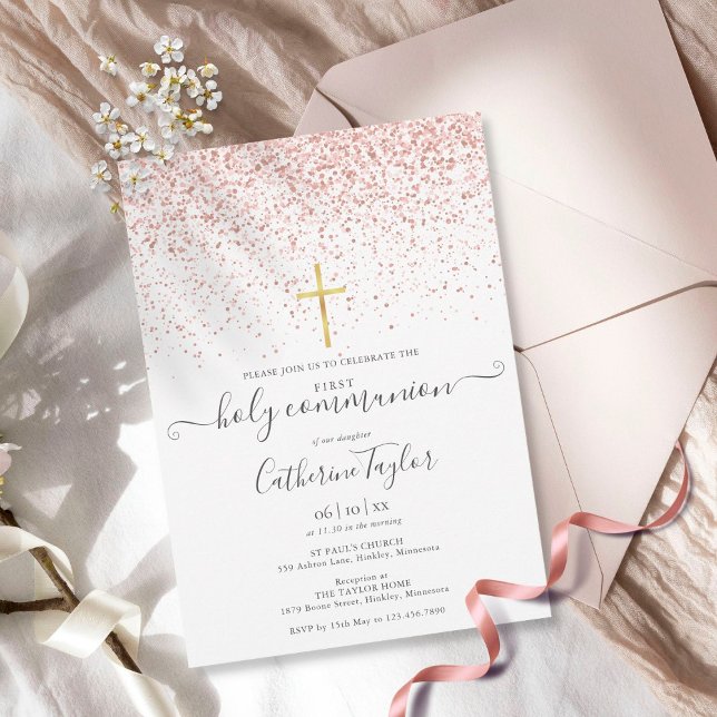 Den första Heligan i Modern Ro Glitter Inbjudningar (Skapare uppladdad)