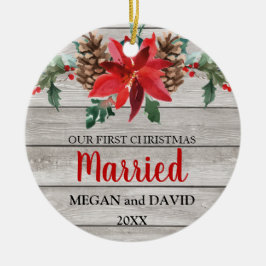 Den första julen att gifta sig lantliga julgransprydnad keramik