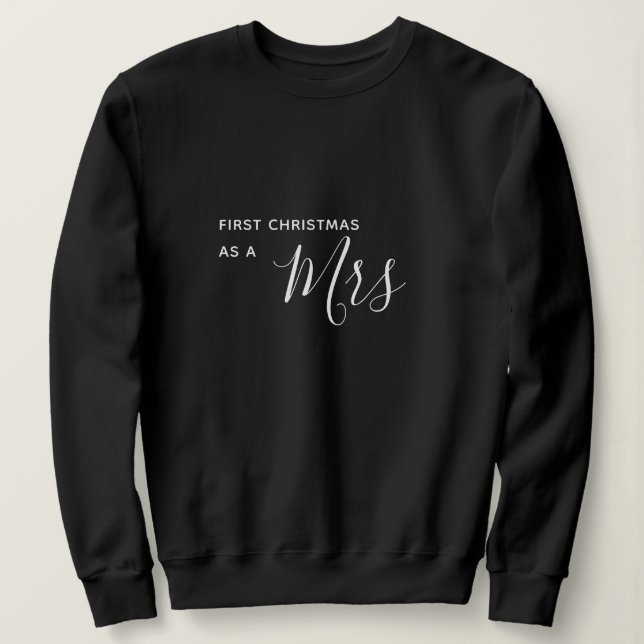 Den första julen som en Fru svart skrivar T Shirt (Design framsida)