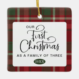 Den första julfamiljens första fotopul julgransprydnad keramik