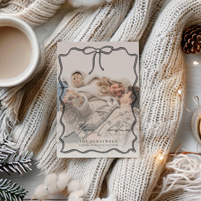 Den första jultomten, gift Bow Photo-jul Julkort (Skapare uppladdad)