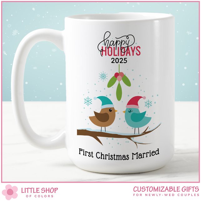Den första jultomten Gift Love birds Kaffemugg (Skapare uppladdad)