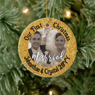 Den första jultomten, gift Personlig Red Glitter Julgransprydnad Keramik