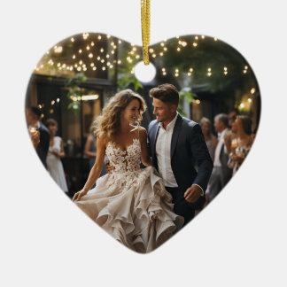 Den första jultomten i marmorerat hjärta julgransprydnad keramik