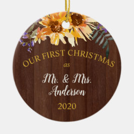 Den första jultomten i Rustic Solros på Wood Julgransprydnad Keramik