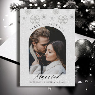 Den första jultomten i Sparkles Boho Ram Photo Julkort