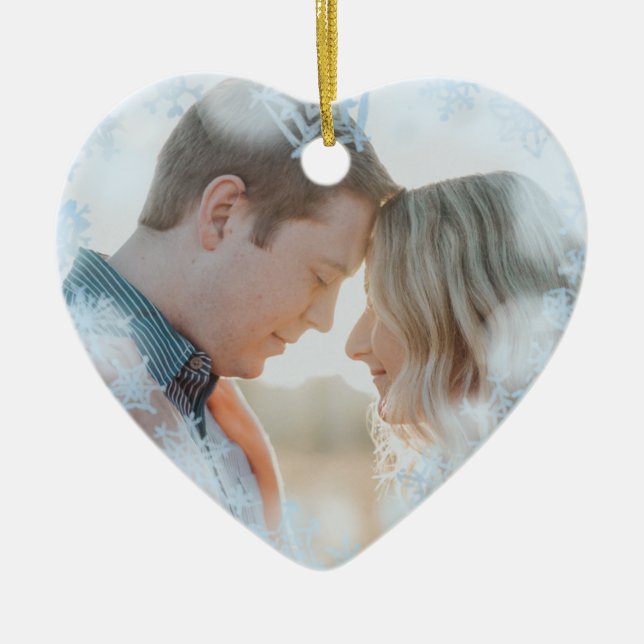 Den första jultomten, präglat av Photo Blue Snöfli Julgransprydnad Keramik (Framsidan)