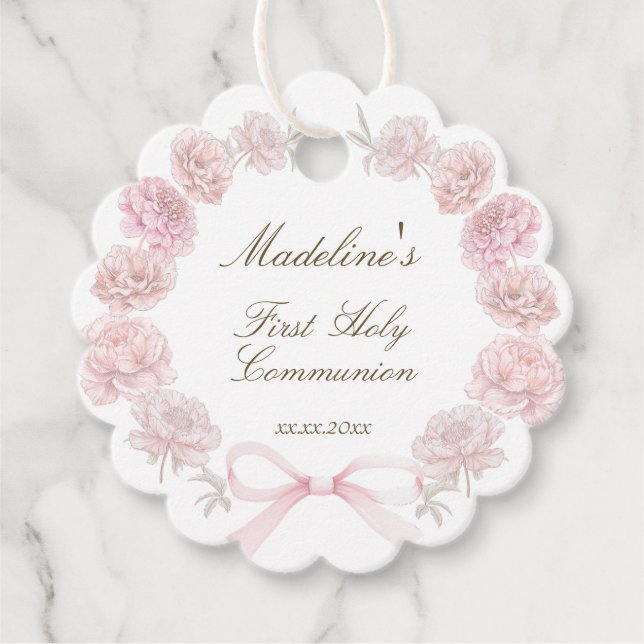 den första kommunala, ömtåliga peonien ram gåvor etiketter (Framsida)