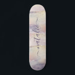 Den första lila rosa glitter gnistra namn mini skateboard bräda 18,5 cm<br><div class="desc">Gnistran vid Girly lila glitter rosa,  den första personligen,  hörnhålet namn. Fin vattenfärgad illustration,  idealisk födelsedag eller julklapp. Perfekt hiss för din dam golfvän eller släkting.</div>