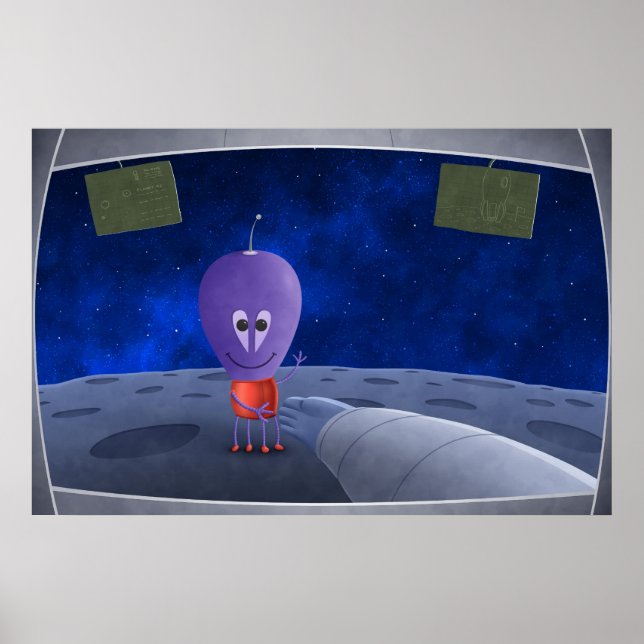 Den första människan, som välkomnar Utomjordingar Poster (Framsidan)