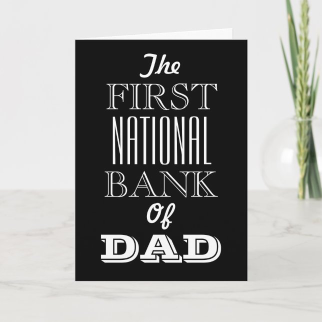 Den första nationalbanken i Pappa Fars dag Tack Kort (Framsida)